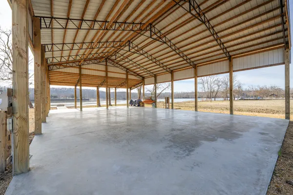 a view of an empty room with a sliding door