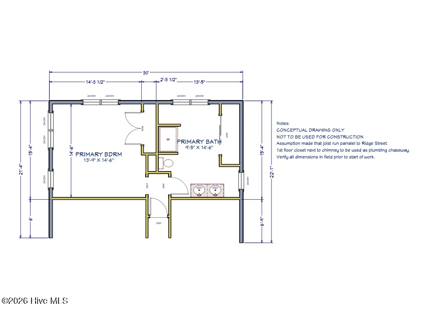 260 North Ridge Street Southern Pines, NC 28387 - Photo 52 of 53 Conceptual Drawing for Primary Bathroom
