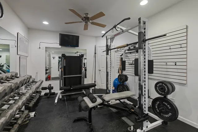a view of a room with gym equipment