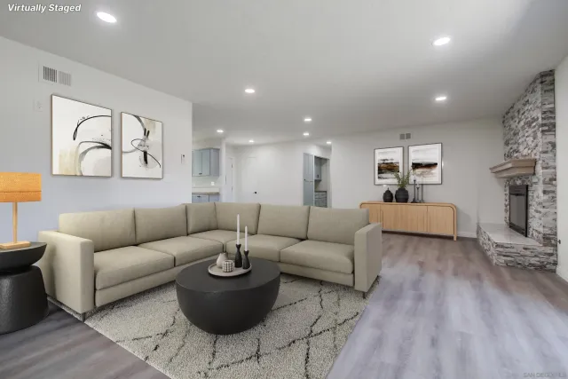 a living room with furniture and a couch