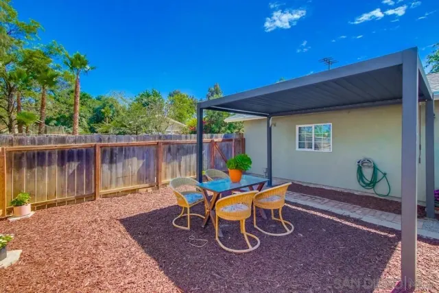 a view of a chairs and tables in the patio