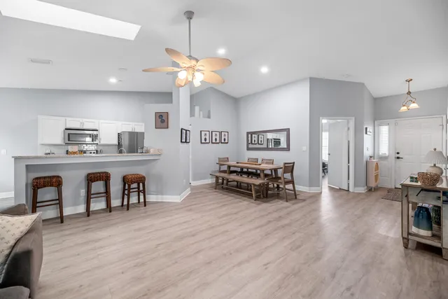 a view of kitchen and windows