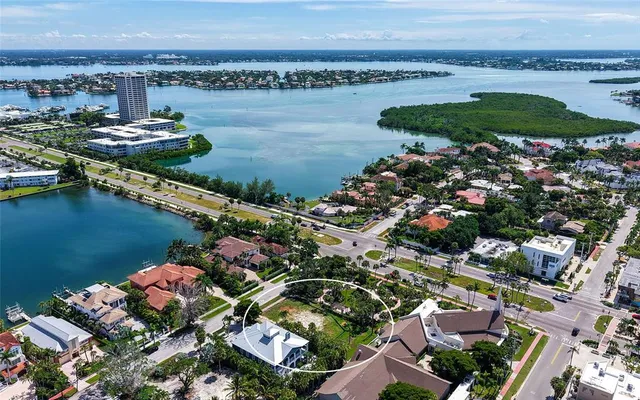a view of a city and ocean view