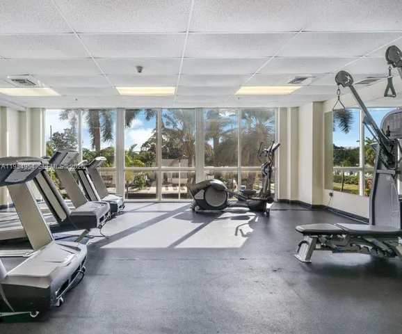 a view of a room with gym equipment