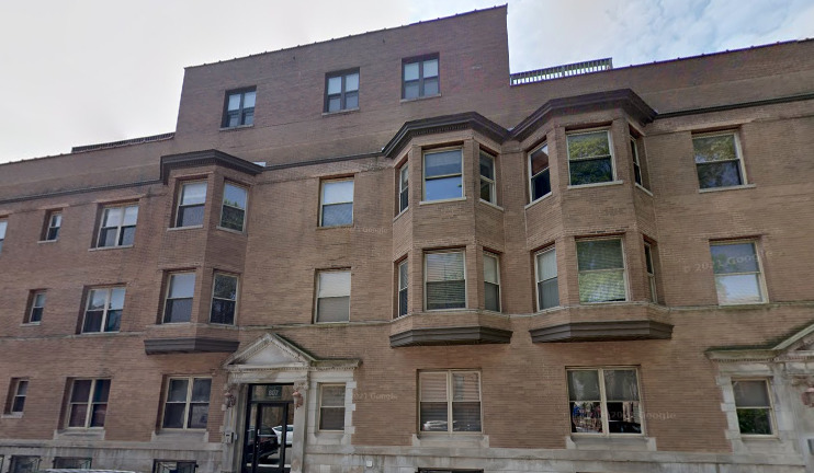 a front view of a building