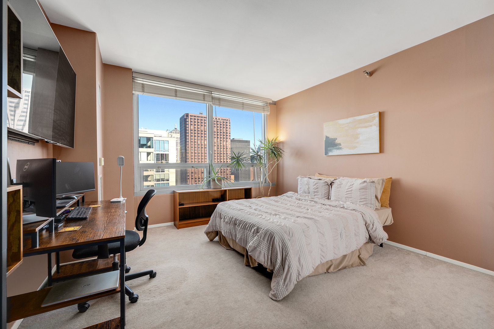 701 South Wells Street, Unit 3006 Chicago, IL 60607 - Photo 21 of 32 a bedroom with a bed and large windows