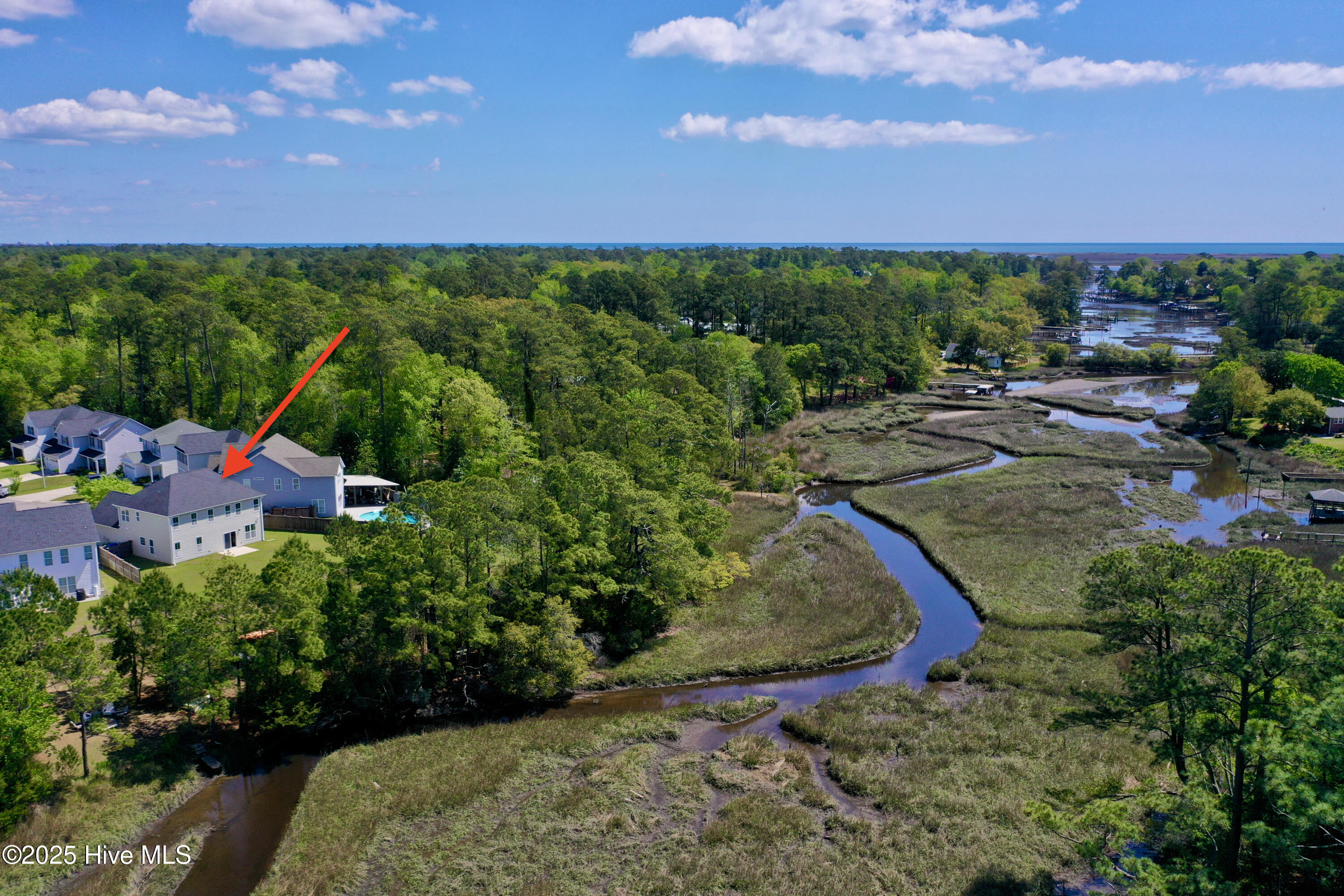 3363 Kellerton Place Wilmington, NC 28409 - Photo 2 of 32 View of the Home & Whiskey Creek from above. Intracoastal Waterway is beyond via access from the creek.