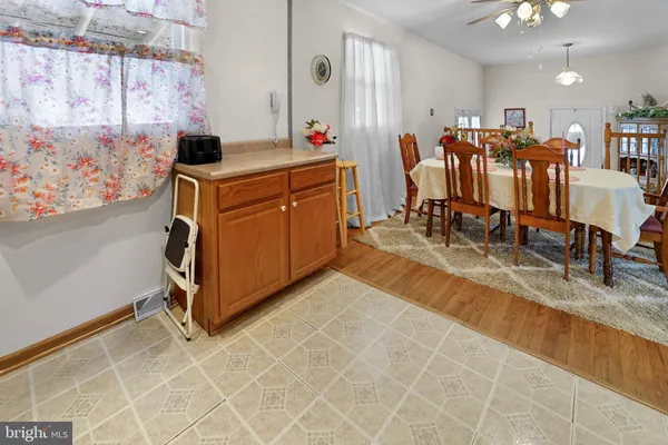 a group of people sitting in a kitchen
