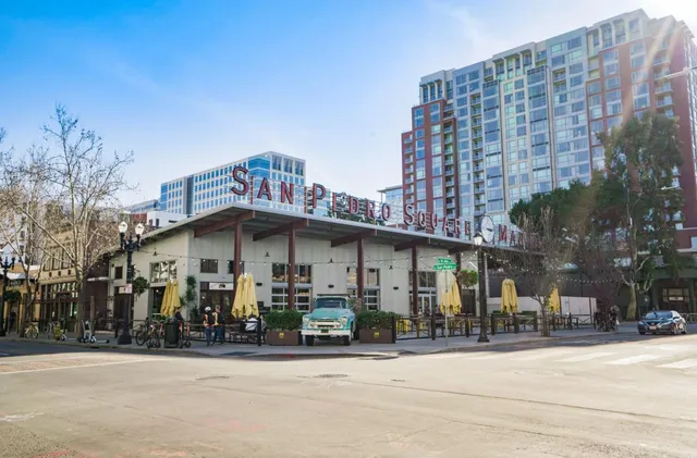 a front view of a building with street