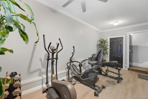a view of a room with gym equipment