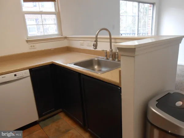 a kitchen with a sink a window and cabinets