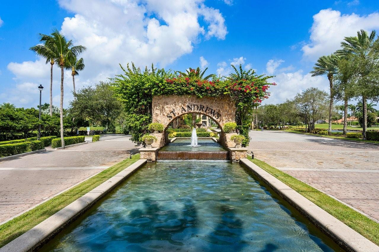 17844 Scarsdale Way Boca Raton, FL 33496 - Photo 32 of 38 a view of swimming pool with a bench and potted plants