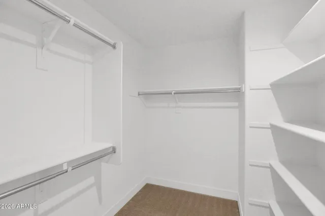 a view of small space with racks on the wall