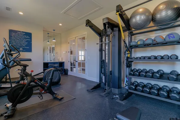 a view of a room with gym equipment