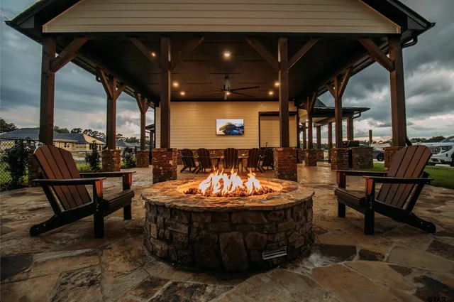 a outdoor dining space with furniture and outdoor seating
