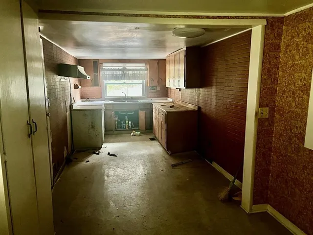 a view of a garden with trees