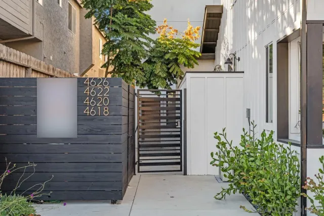 a potted plant in front of a door