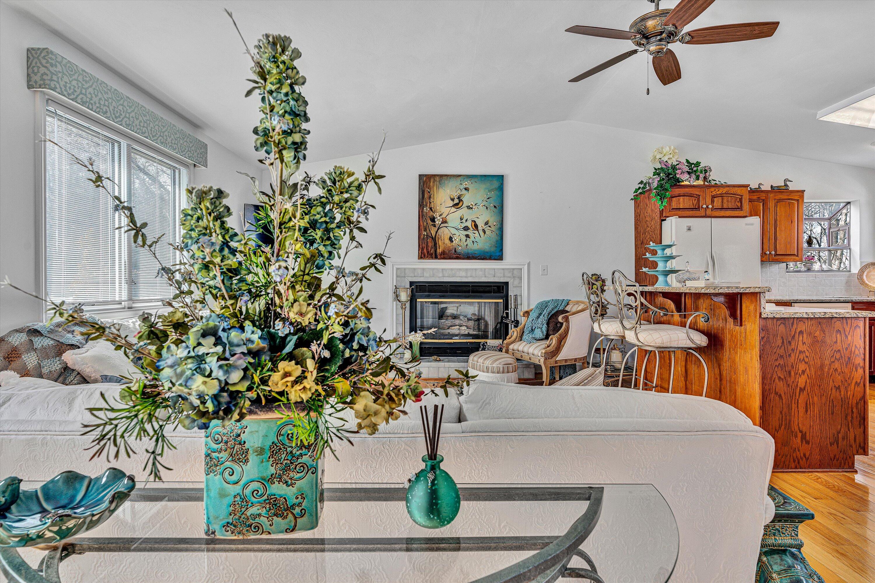 540 Cedar Ridge Road Union Hall, VA 24176 - Photo 6 of 46 a living room with furniture a potted plant and a fireplace