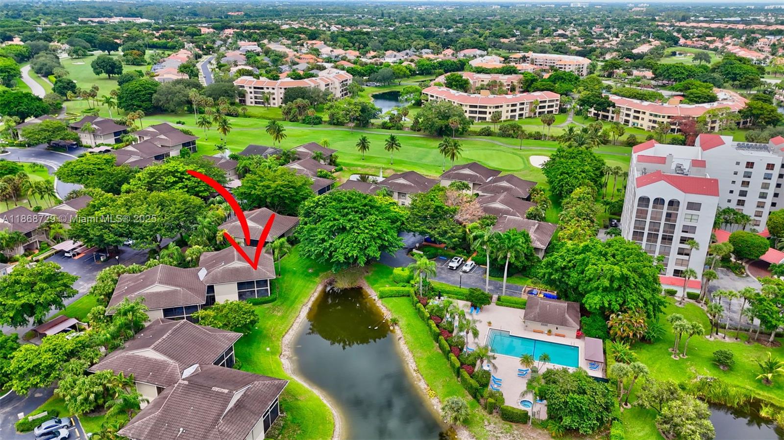 7596 Elm Ridge Drive, Unit 2U Boca Raton, FL 33433 - Photo 41 of 45 an aerial view of residential houses with outdoor space and trees all around