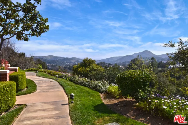 a view of a lake with a mountain in the background