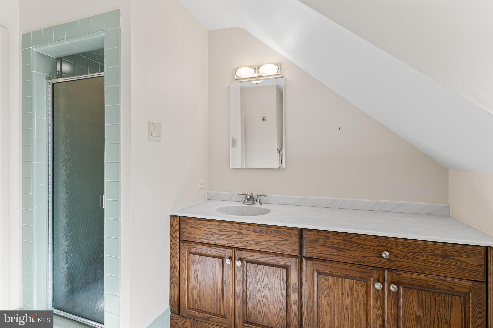 764 Glen Road Jenkintown, PA 19046 - Photo 36 of 57 a bathroom with a sink and a mirror