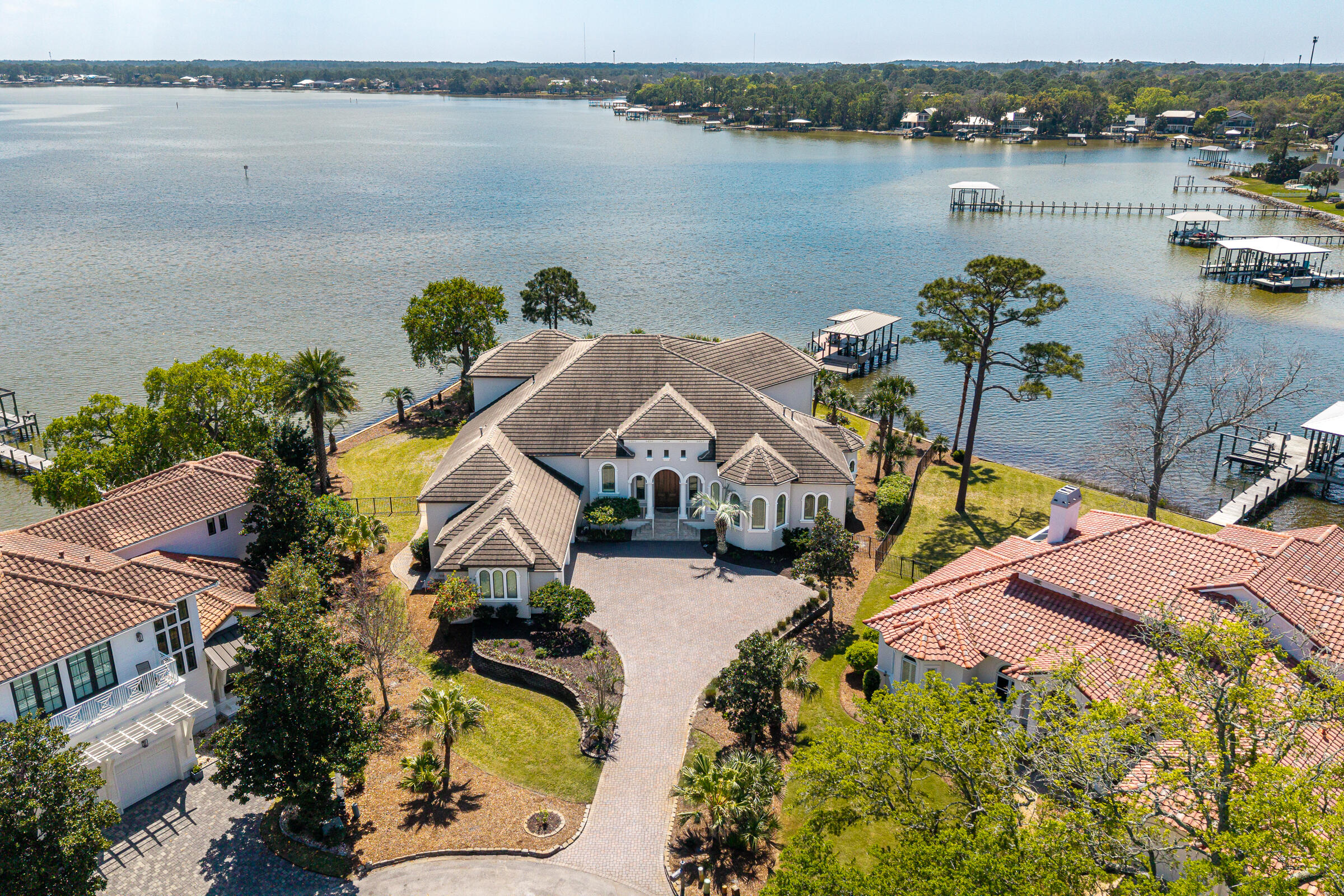1806 Driftwood Point Road Santa Rosa Beach, FL 32459 - Photo 61 of 142 an aerial view of a house with outdoor space and lake view