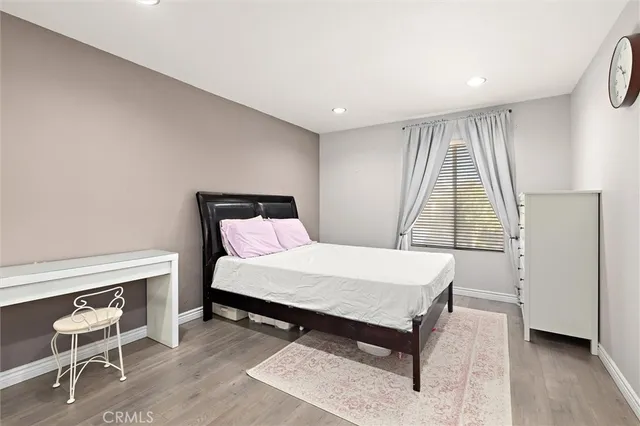 a room with a bed and a table