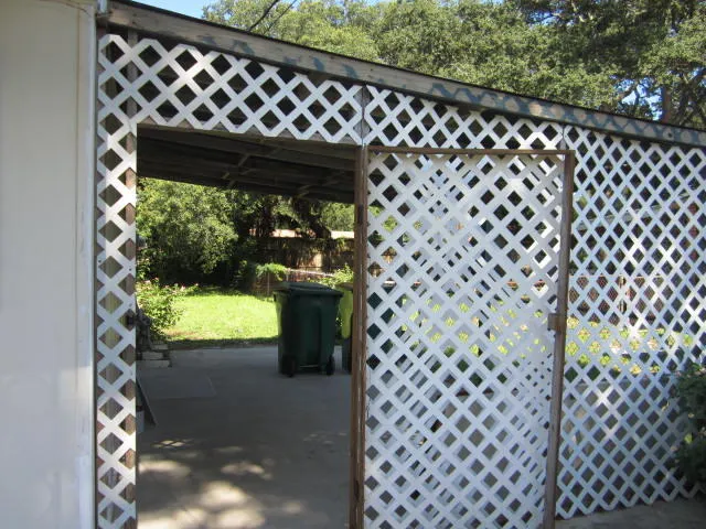 a view of a black gate