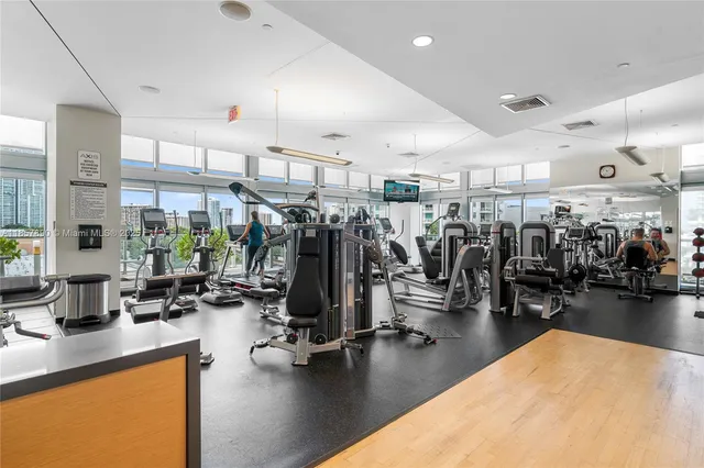 a view of a room with gym equipment