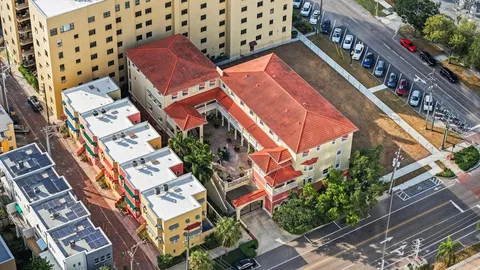 an aerial view of a house