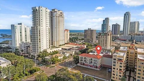 an aerial view of a city