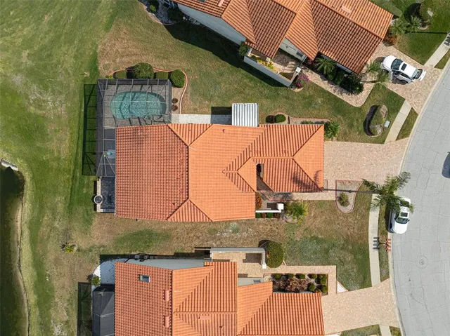 an aerial view of a house