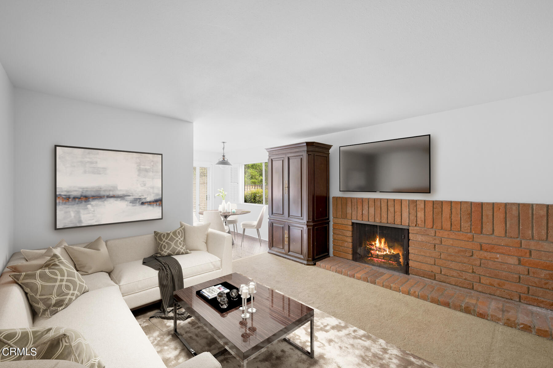 2713 Starfall Drive La Crescenta, CA 91214 - Photo 5 of 37 a living room with furniture a flat screen tv and a fireplace