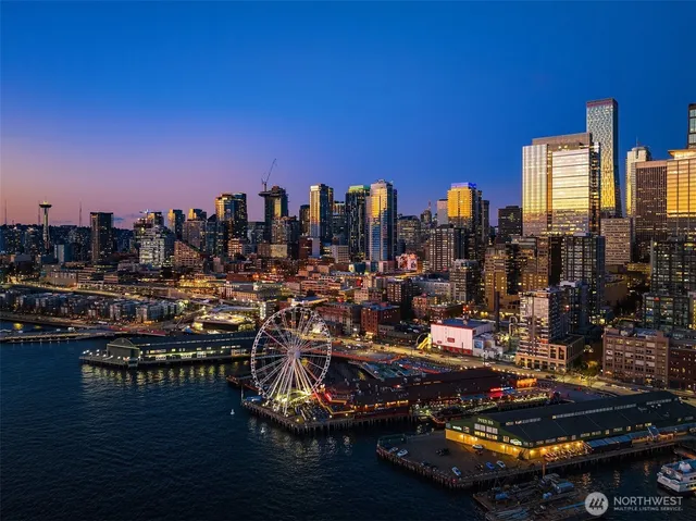 a view of a city with tall buildings