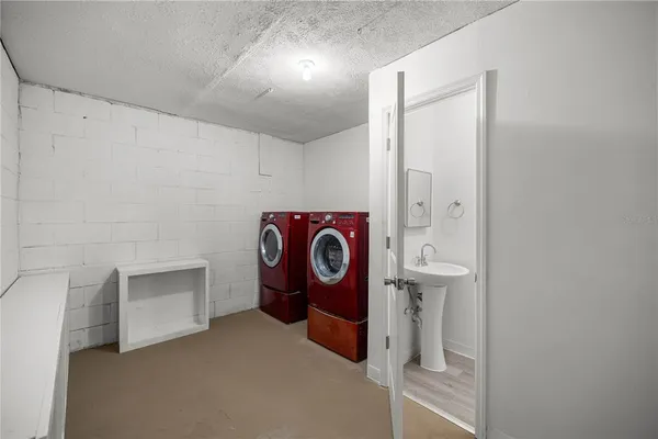 a utility room with dryer and washer