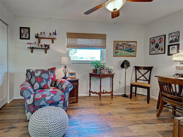 an aerial view of a house with a garden