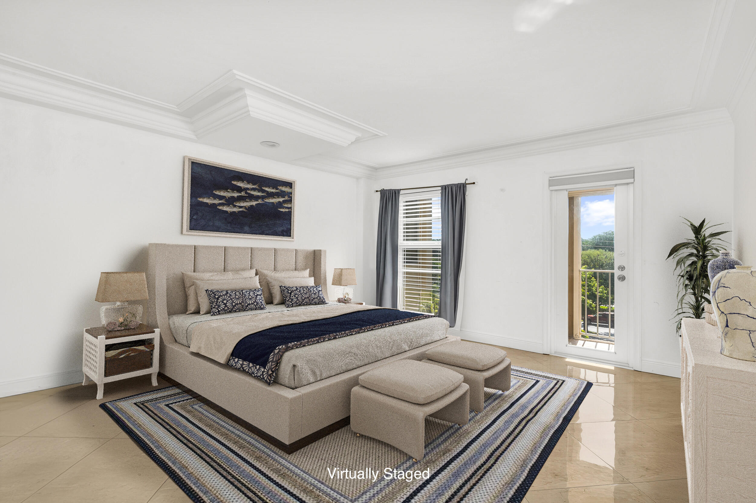 1111 South Ocean Boulevard, Unit 420 Boca Raton, FL 33432 - Photo 12 of 23 a bedroom with a bed wooden floor and window