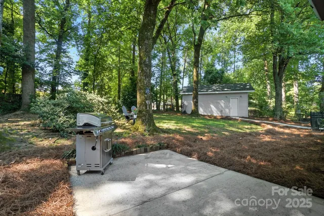 a view of a house with backyard and a tree