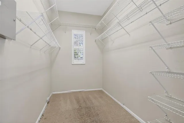 a view of small space with empty racks on the wall