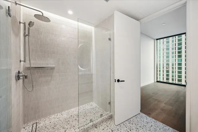 a bathroom with a shower