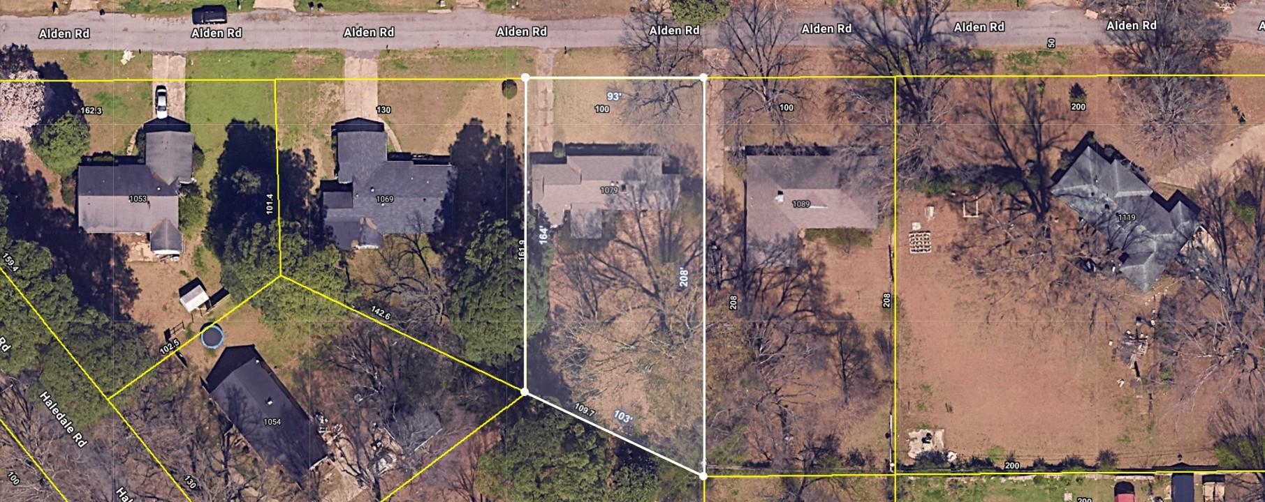 1079 Alden Road Memphis, TN 38116 - Photo 5 of 14 Aerial view. Illustrating property boundaries and surrounding structures