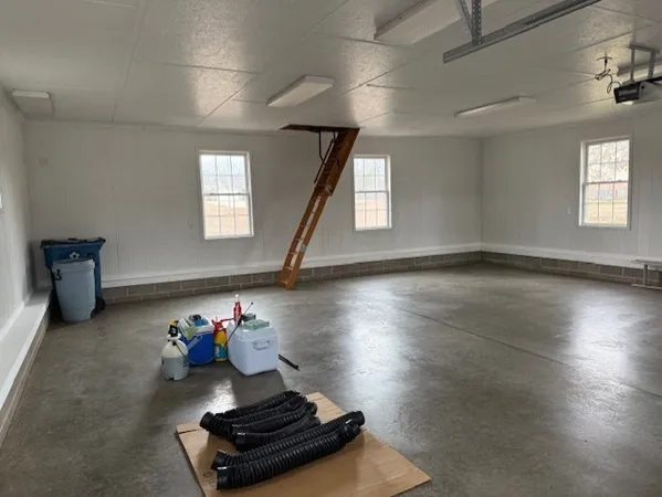 an empty room with windows