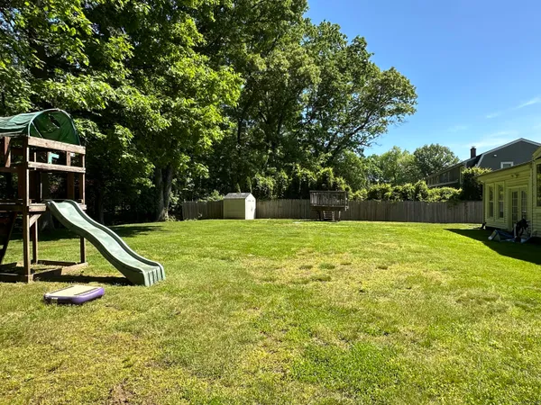 a view of a park with slide