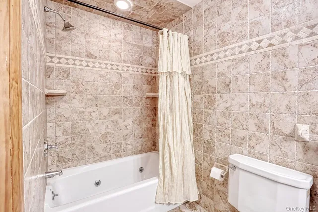 a bathroom with a toilet and shower