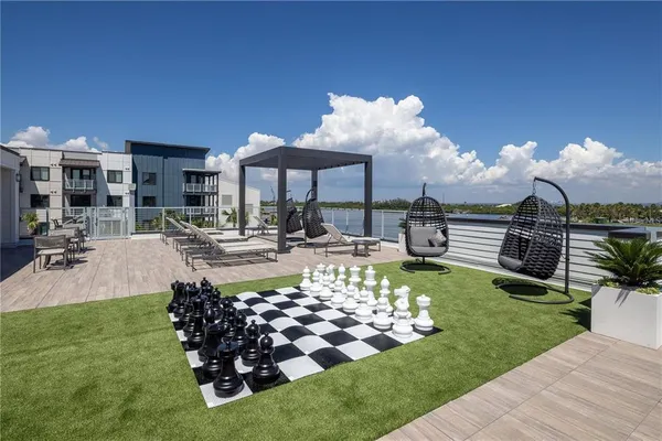 a view of a building with garden