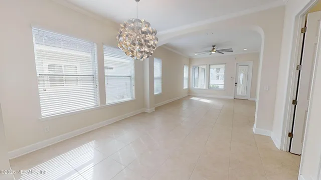 a view of a livingroom with a chandelier