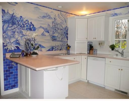 217 Dilworth Road Bell Acres, PA 15143 - Photo 8 of 17 Kitchen. The all-white kitchen has corian countertops and double sink and porcelain tile flooring. The mural is excluded from the sale.