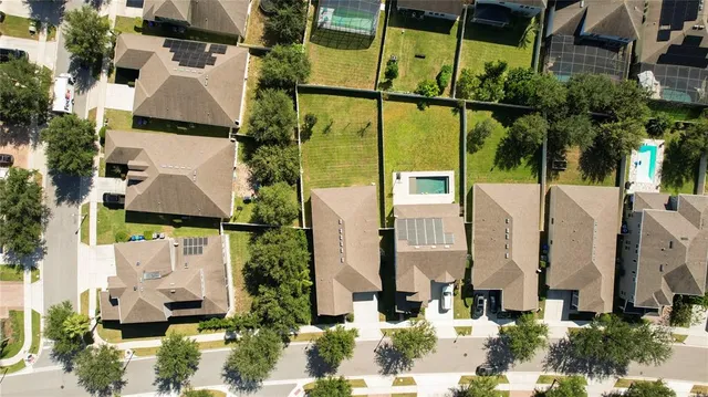 an aerial view of a house having outdoor space