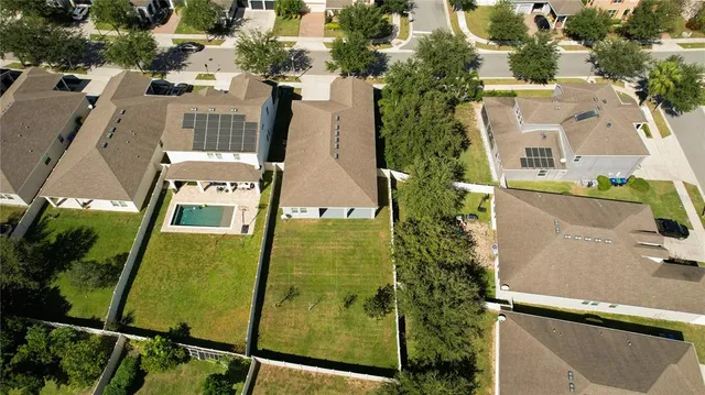 an aerial view of a house having outdoor space