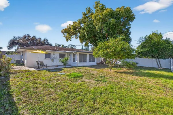a view of a house with a backyard